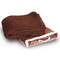 Micro Plush Coral Fleece Blanket --50X60 Brown (Embroidered) ***FREE RUSH***